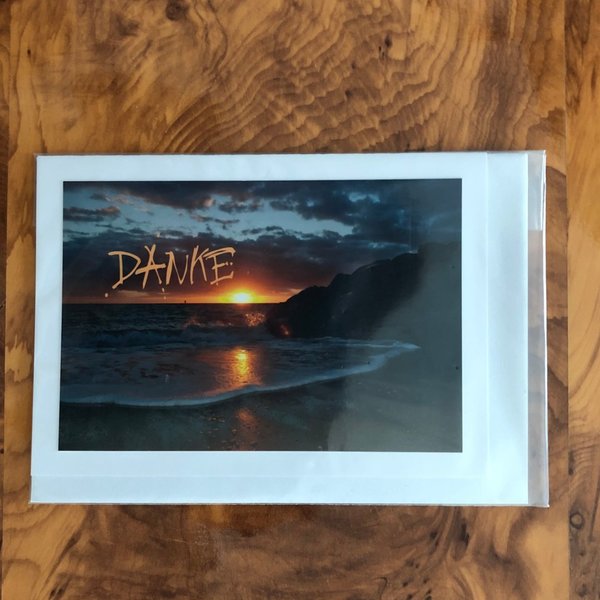Karte "DANKE" A - Sonnenuntergang am Strand inkl. Umschlag
