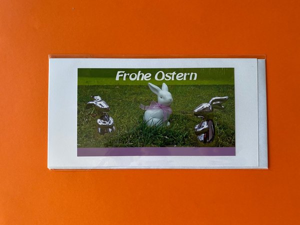 Osterklappkarte "Frohe Ostern" - lila - Din-lang-Format mit Umschlag