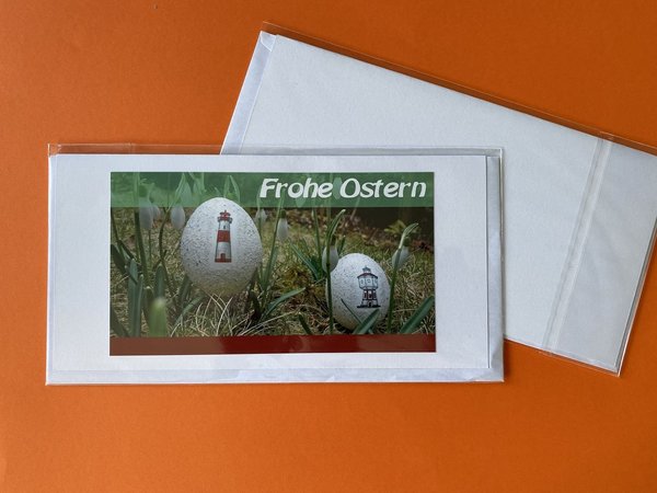 Osterklappkarte "Frohe Ostern" mit Ostereiern - Din-lang-Format mit Umschlag