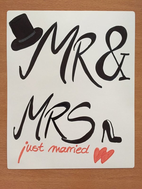 Hochzeits-Karte "JUST MARRIED" Din-lang-Format inkl. Umschlag