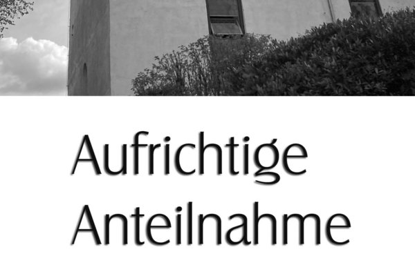 Trauerkarte "Aufrichtige Anteilnahme Kirche Niederbiel" B3 s/w inkl. Umschlag